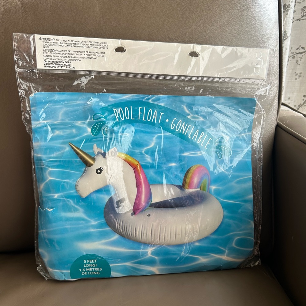 Giant Unicorn Pool Float with Rainbow Accents